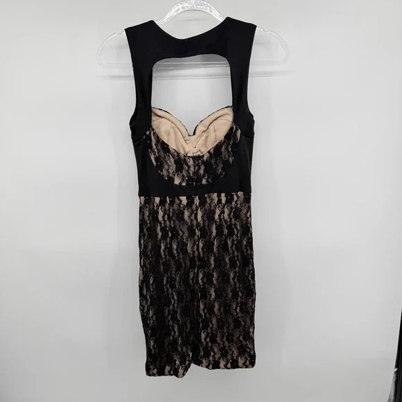 ASOS Black Lace Cutout Bodycon Sheath Dress Women Size 4 Formal Evening Club - Picture 4 of 7